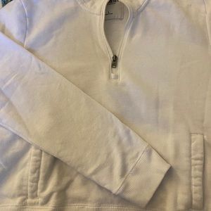 White Cropped quarter zip
